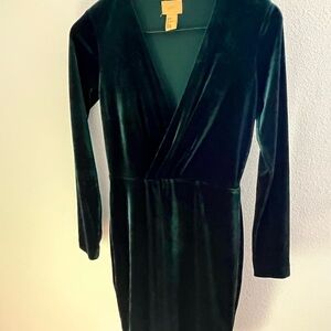 H&M green velvet dress